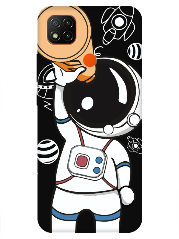 Redmi%209C%20Astronot%20Siyah%20Telefon%20Kılıfı