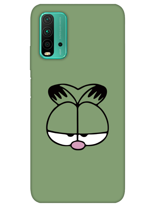 Redmi%209T%20Garfield%20Yeşil%20Telefon%20Kılıfı