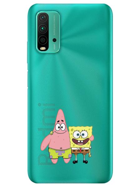 Redmi%209T%20Sünger%20Bob%20Ve%20Patrickstar%20Şeffaf%20Telefon%20Kılıfı