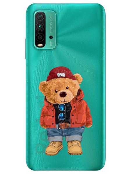 Redmi%209T%20Teddy%20Bear%20Şeffaf%20Telefon%20Kılıfı