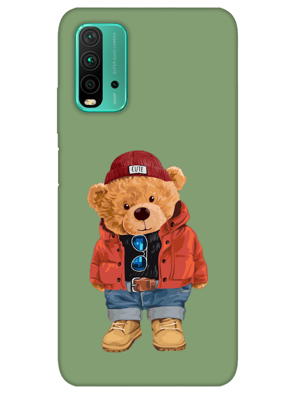 Redmi%209T%20Teddy%20Bear%20Yeşil%20Telefon%20Kılıfı