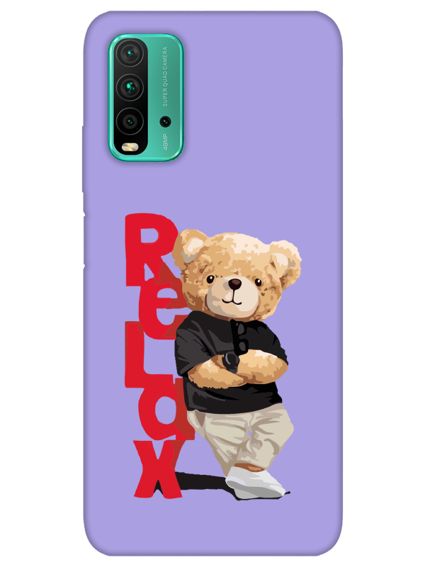 Redmi%209T%20Teddy%20Bear%20Relax%20Lila%20Telefon%20Kılıfı