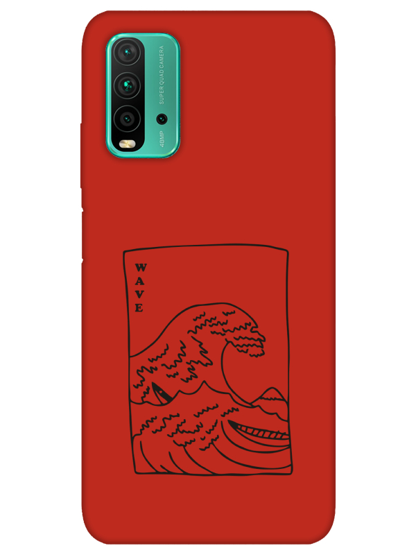 Redmi%209T%20Kanagawa%20Wave%20Kırmızı%20Telefon%20Kılıfı