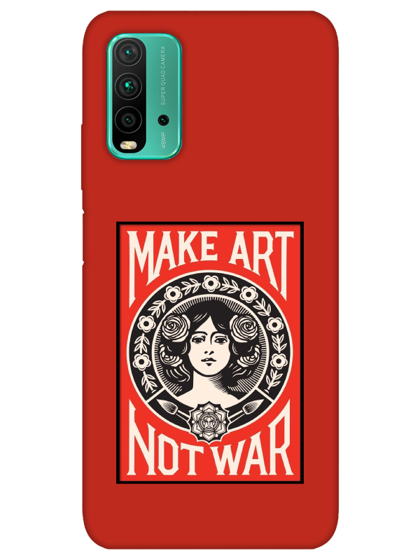 Redmi%209T%20Make%20Art%20Not%20War%20Kırmızı%20Telefon%20Kılıfı