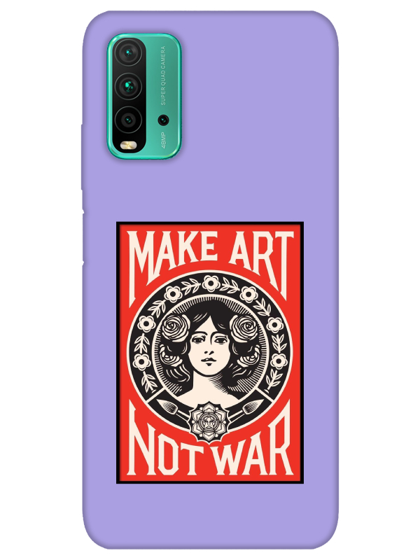 Redmi%209T%20Make%20Art%20Not%20War%20Lila%20Telefon%20Kılıfı