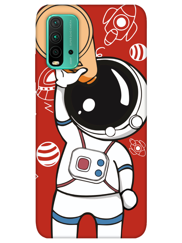 Redmi%209T%20Astronot%20Kırmızı%20Telefon%20Kılıfı