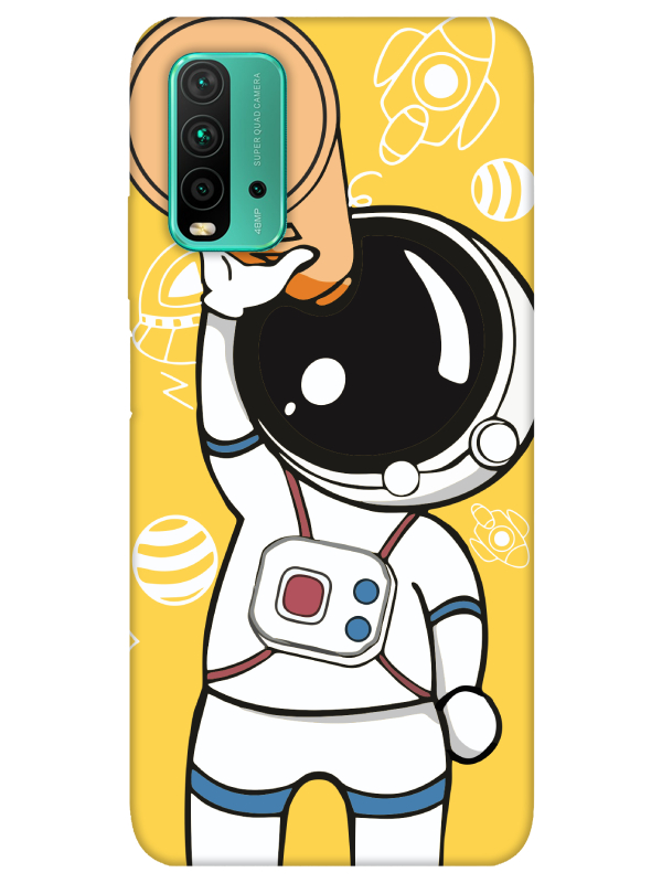 Redmi%209T%20Astronot%20Sarı%20Telefon%20Kılıfı