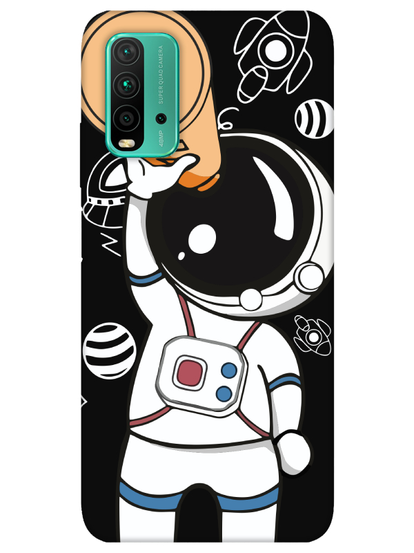 Redmi%209T%20Astronot%20Siyah%20Telefon%20Kılıfı