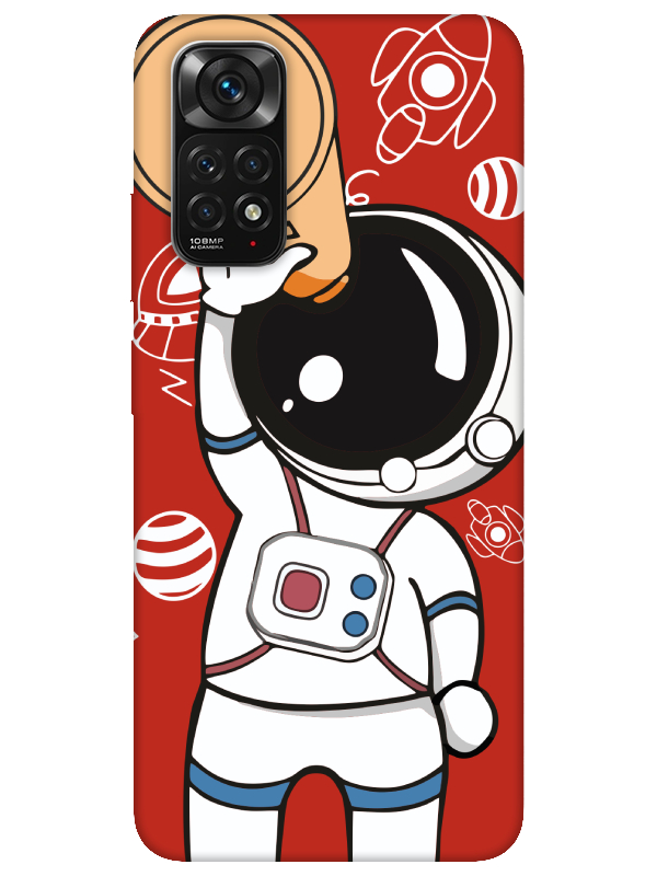 Redmi%20Note%2011S%20Astronot%20Kırmızı%20Telefon%20Kılıfı