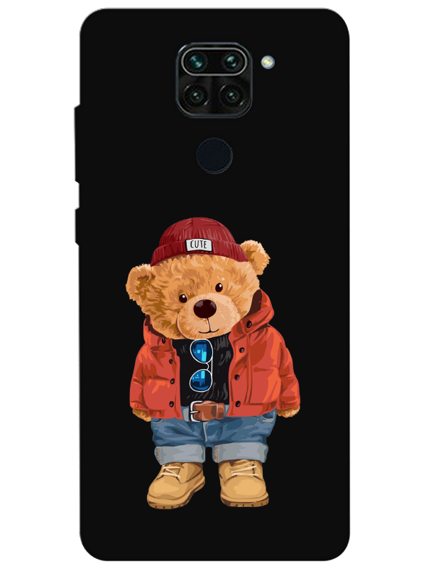 Redmi%20Note%209%20Teddy%20Bear%20Siyah%20Telefon%20Kılıfı