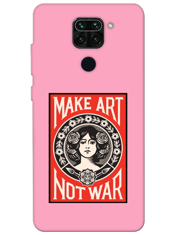 Redmi%20Note%209%20Make%20Art%20Not%20War%20Pembe%20Telefon%20Kılıfı